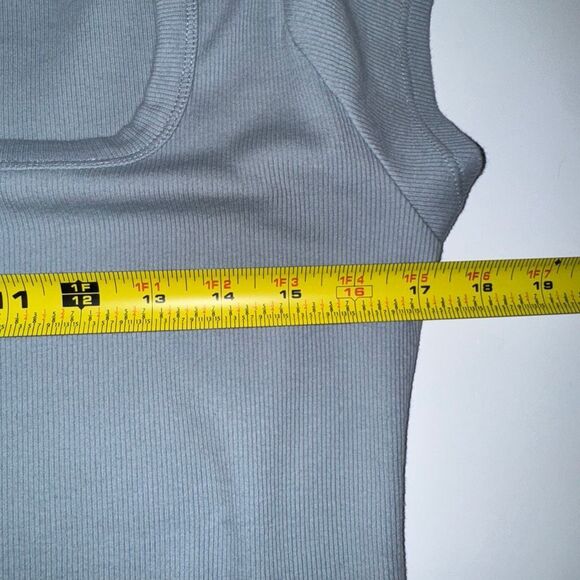 Topshop Periwinkle Ribbed Square Neck Cap Sleeve Top sz 12 - Picture 9 of 10